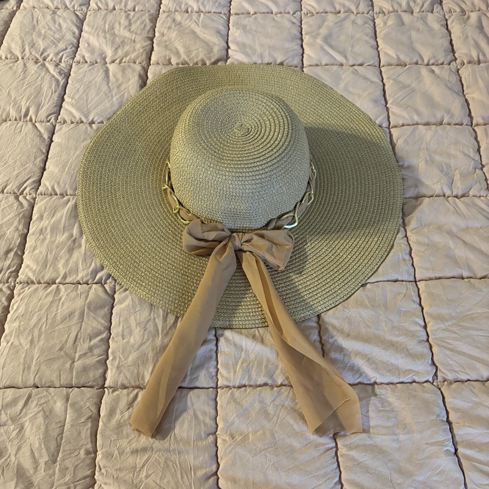 Women's Wide Brim Straw Sun Hat With Ribbon And Buckle Circumference Cute Beachy
